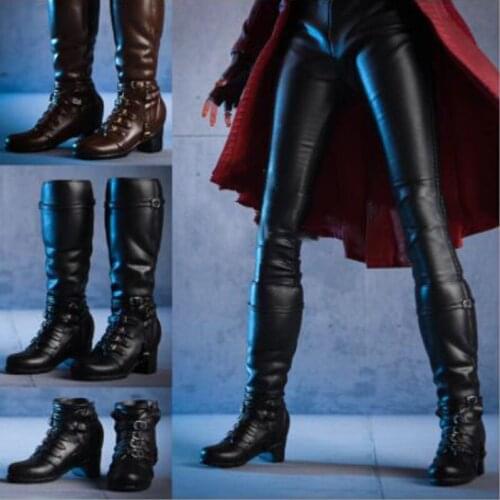 1/6 Scale Female Woman Girl Two-Color Soldier Figure Accessory Long/Short Leather Shoes Boots with Feet F 12'' Action Figure