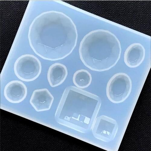 Gemstone Silicone Mold Assortment (11 Cavity) Assorted Faceted Rhinestone Mold Faux Gem DIY Resin Jewelry Making Pendants