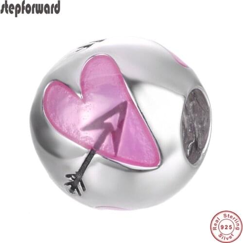 Hot Sale Romantic Arrow and Heart Pattern 925 Sterling Silver Charm Beads For Jewelry Making DIY Gift For Girlfriend