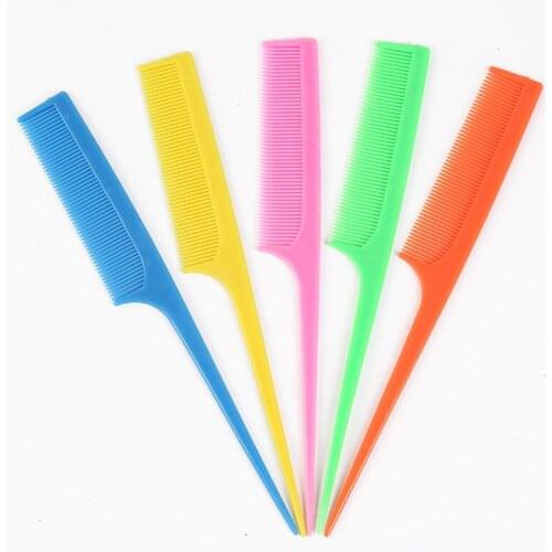 10PC Random Color Hair Comb Salon Brush Styling Hairdressing Tail Plastic Comb Set With Thin And Long Handle Barber Tools