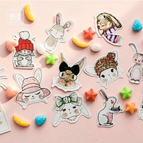 AAGU 45PCS Hello Rabbit Adhesive Stickers Scrapbooking Halloween Christmas Stickers Stationery /Bullet Journal Sticker