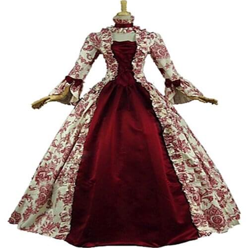 KEMAO Victorian Gothic Period Dress Prom Gown Wedding / Brand Women long Dress hot sale Winter Russian Style Print Dresses