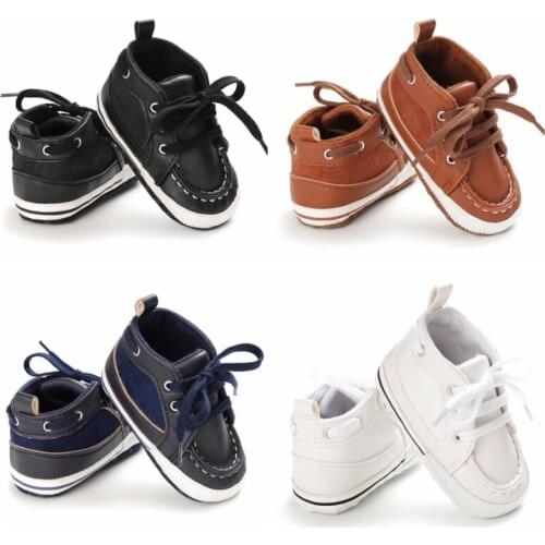 Autumn Fashion Baby Boys First Walker Patchwork Design Anti-Slip Sneakers Toddler Soft Soled PU Casual Shoes