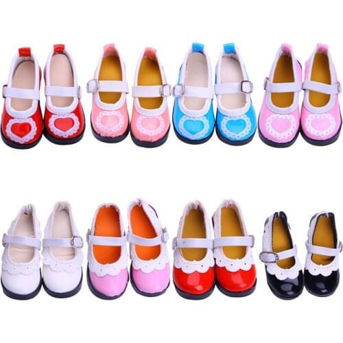 8 Set Doll Medium Heeled Leather Shoes Suitable For Autumn For 18 Inch And New Born Baby Generation Birthday Girls Toy Gifts