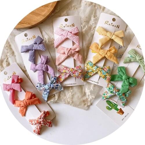 Summer Baby Girls Hair Clips Soft Cute Barrettes Children Solid Printed Hairgrips Floral Hair Accessories Set Korean Fashion