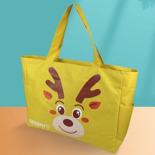 Cute Deer Big Size School Book Canva Packing Bag Coffee Yellow Studen Deerny Mother Travel Shopping Bags 50*14*38cm