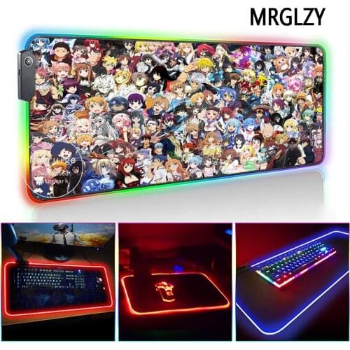 MRGLZY Drop Shipping LED Light RGB Gamer XXL Large Hot Anime Characters Mouse Pad DeskMat Gaming Accessories for Laptop Keyboard