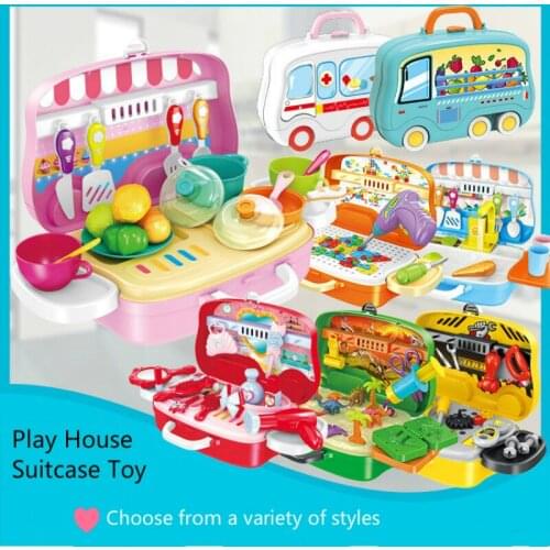 Pretend Play Set Portable Suitcase Learning Educational Toys Role-playing Childrens Life Skills Simulation Game