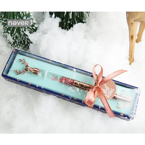 NEVER Christmas Series Deer Head shape Ballpoint pens 0.7mm luxury Rose Gold pens 2019 gift stationery school & office supplies