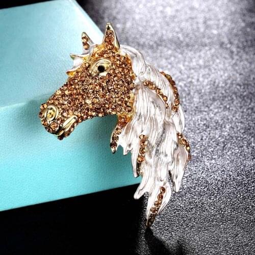 Zlxgirl New arrival Men Animal Brooch Pins couple jewelry fashion Color Enamel Horse heads Brooches Rhinestone Pins Brooch