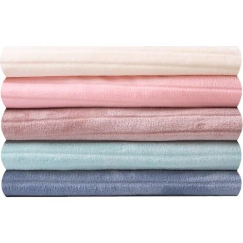 Width 70'' Solid Color Soft Comfortable Flannel Striped Fabric By The Half Yard For Pajamas Blankets Bed Sheets Material