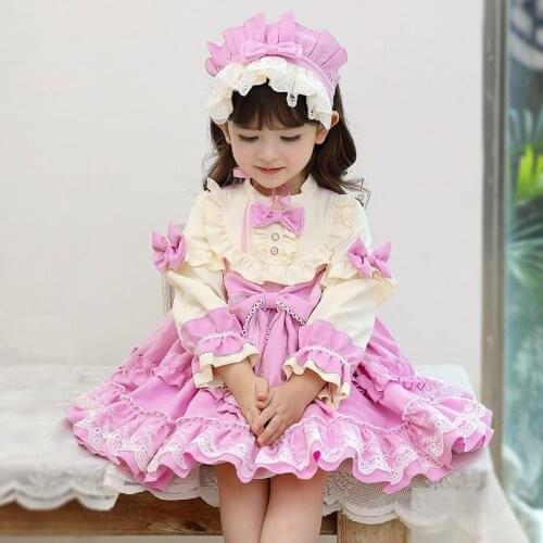 Lolita Girl kawaii Cute Kids Dress for Girls Baby Toddler Wedding Dress Girl Ball Gown Bow Birthday Princess Party Vestidos