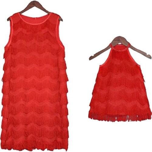 Mother Daughter Dresses Elegant 2019 New Dress Mum and Girl Mom and Daughter Outfits Red Sleeveless Dresses Summer Clothes