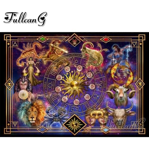 FULLCANG Zodiac Montage diy full square round drill diamond painting 5d mosaic embroidery sale animals home decoration FC3247