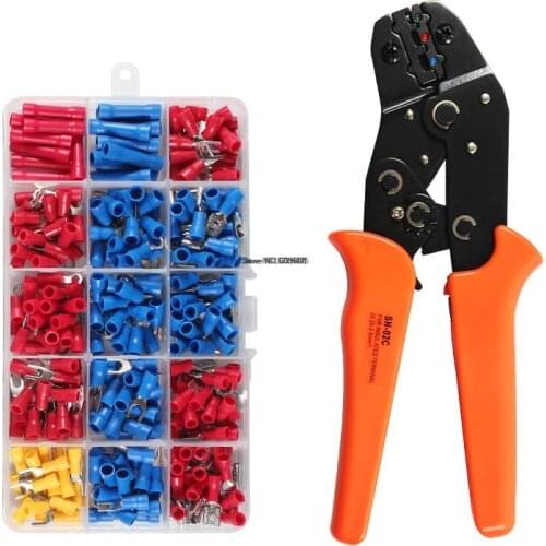 SN-02C mini hand Crimping Tool 0.25-2.5mm² Adjustable Crimper pliers with 280pcs Cable Lugs Assortment Kit wire crimp set