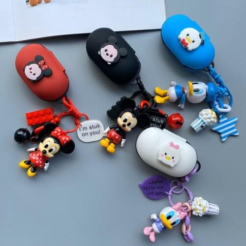 Disney Cute Silicone Case for Samsung Galaxy Buds+ Plus Earphone Headset Protective Cover for Galaxy Buds Case With Keyring