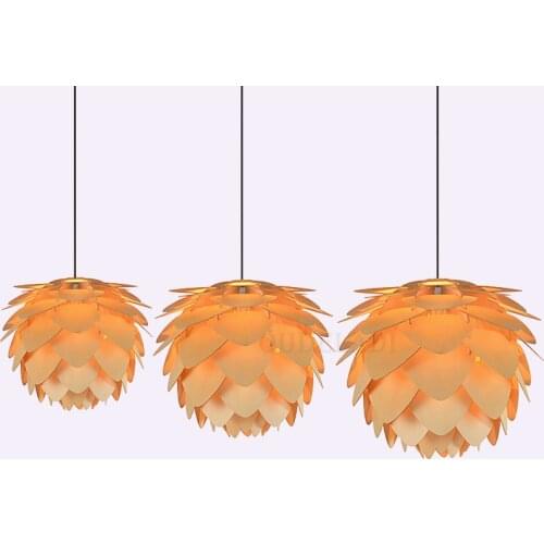 Modern Nordic Art Wooden Pinecone Pendant Lights Home Restaurant Hanging Wood Pendant Lamps Home Decor Light Fixtures E27