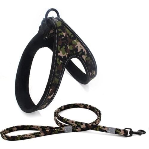 Reflective Dog Harnesses and Leash Set Oxford Diving Cloth Walking Training Dogs Harness Vest for Puppy Large Dog Pet Leashes