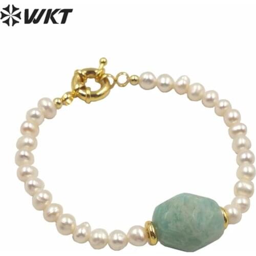 MPB006 Gorgeous natural freshwater pearl beads bracelet with stone themed lady elegant white pearl and stone bracelet with clasp