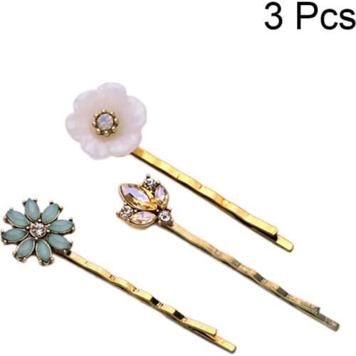 3pcs Flower Pattern Hair Clips Hairpin Metal Exquisite Hair Clamps for Girls