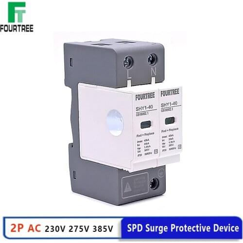 SPD AC Surge Protection 10〜20KA/20〜40KA /30KA〜60KA House Lightning Protector Low-Voltage Arrester Protective Device 230V 275V