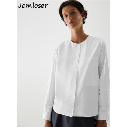 Casual Loose Women Shirts 2021 Summer Fashion O-Neck 100% cotton Blouse Long Sleeve Buttons White Shirt Women Tops Streetwear