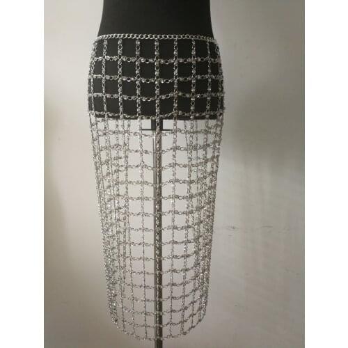 New Fashion Style WRB1073 Women Silver Shinning Rhinestone Chains Waist Belly Chains Shinning Acrylic Beads Waist Body Jewelry