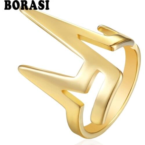BORASI New Rings For Women Vintage Irregular Gold color CZ Stone 316l Stainless Steel Wedding Female Ring Luxury Jewelry