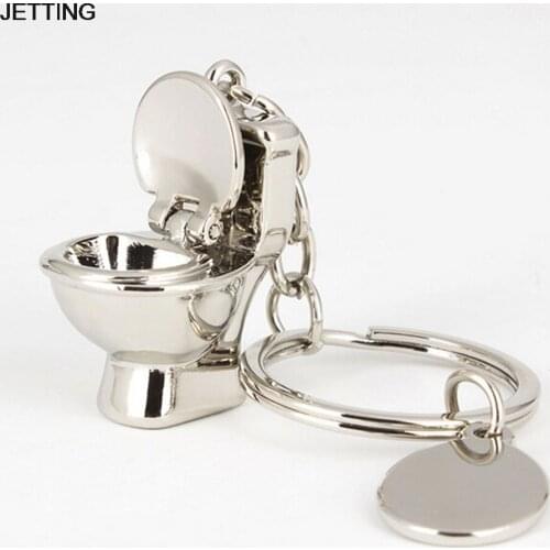 1Pcs Classic 3D Keychain Mini Toilet Key Ring Chain Bathroom Cute Creative Gift trinket Car Styling Decoration