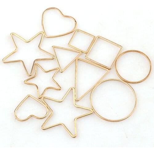 10g/lot Mix Shape Antique Rose Gold Metal Hollow Frame Glue Blank Connector Charms Pendant DIY Jewelry Findings Accessories