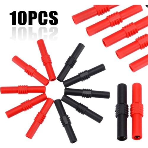 10pcs 4mm Banana Jack Adapter PVC+Brass Nickel Plated Insulated Banana Jack Female to Female Adapter Coupler Connector