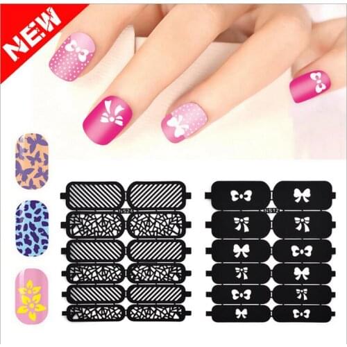 10pc/set Flower Stamping Nail Art Hollow Templates Airbrush Stencils Stickers Reusable Stamp Plates Template Guide DIY Tools