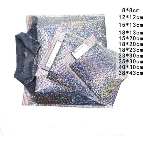 10pcs Silver Thickness Laser Bubble Express Bag Clothing Envelope Colorful Aluminum Foil Film Shockproof Bag