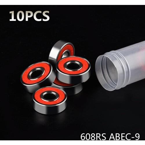 10Pcs 608RS ABEC-9 Stainless Steel Bearings High Performance Roller Skate Scooter Skateboard Wheel Red Hot Sale