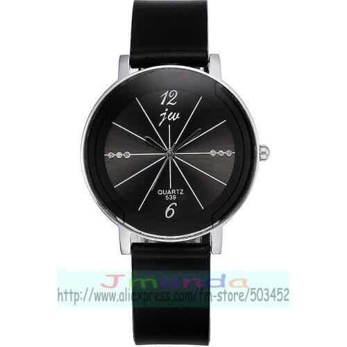 100pcs/lot JW-539 new black strap lovers' leather watch wrap quartz casual couple watch wholesale hot selling wristwatch