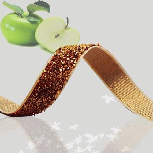 3/8" Glitter Velvet Ribbon Metallic Ribbon Orange Sparkle Headband Ribbon