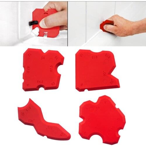 4PCS Grouting Smoothing Caulking Profiling Scraper Applicator Tool Kit Finishing Line Joint Corner Silicone Sealant Caulking Gun