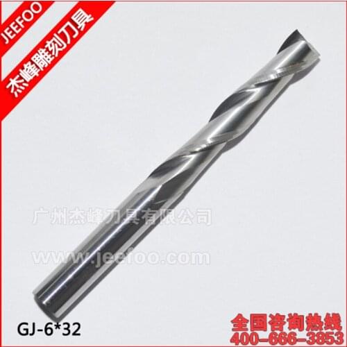 6*32mm 2 Flutes Carbide Milling Spiral Cutter Wood CNC Router Bits Cutting Tools