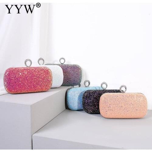 6 Color Glitter Sequined Ring Clutch Evening Bag Women Mini Handbags Shoulder Bags Designer Luxury Clutches And Purse 2020 Sac