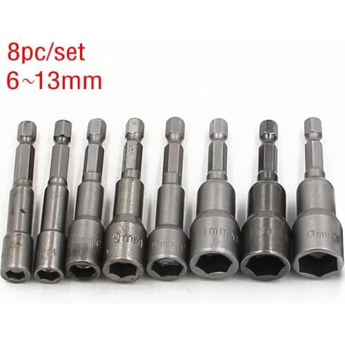 8pcs/ 10pcs DIY 1/4 '' Hex Shank Impact Drill Bit W/Magnet Electric Screwdriver Socket Adapter Nut Drive Bit For Power Tools