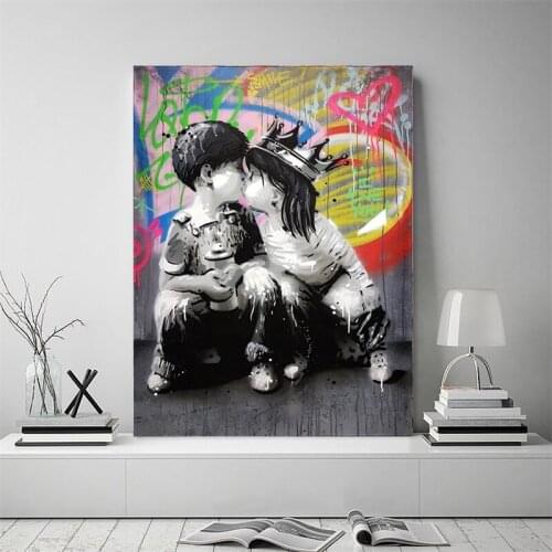Abstract Canvas Oil Painting Banksy Graffiti Wall Art African Women Canvas Poster Print Wall Pictures for Living Room Wall Decor