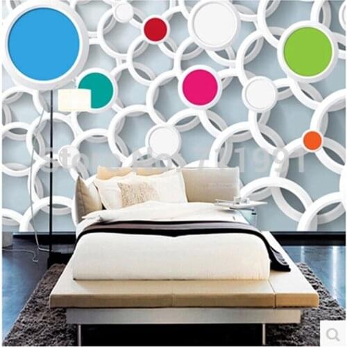 Custom 3D Textile Wallcoverings,Color circle,3d stereoscopic for living room bedroom TV Sofa wall waterproof papel de parede