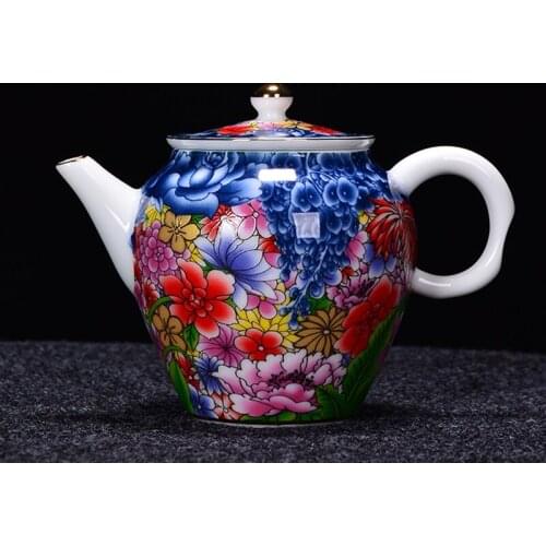 Hand Gold Enamel Color Wan Hua Tea Kettle Jindezhen Ceramics Kung Fu Tea Have Infusion Of Tea Single Kettles Collection
