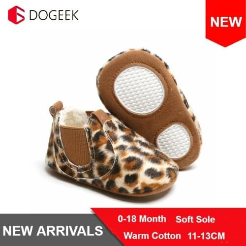 DOGEEK Winter Baby PU Leather Shoes Toddler Moccasins Leopard Print Baby Shoe Non-slip First Walkers Shoes For Newborn Boys Girl