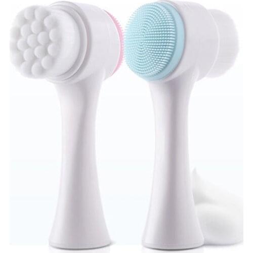 3D Face Cleaning Massage Face Wash Product Skin Care Tool Hot Double Side Silicone Face Cleansing Brush Size Portable