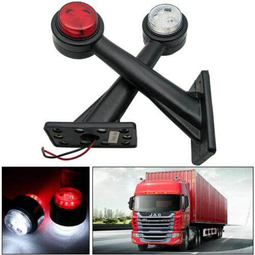 Fuleem 2PCS 10V-30V 8LED Side Outline Stalk Marker Lights Lamp Trailer Truck Carvan Lamp Red and White Waterproof