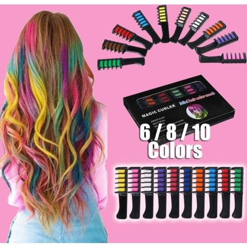 6/8/10 color setting temporary hair chalk comb dye cosplay can wash hair comb party make up