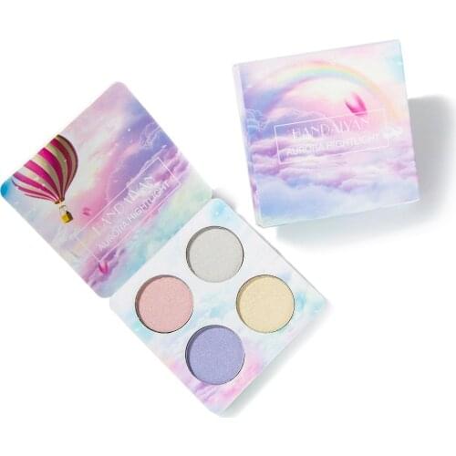 HANDAIYAN Feature Glitter Highlighter Palette Colorful Rainbow Aurora Highlight Powder Face Makeup Contour Corrector Luminous