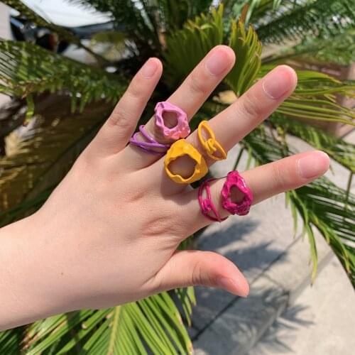 Best Lady INS Colorful Irregular Charm Rings for Women Bohemian Simple Style Finger Rings Accessories Girl Gift Bijoux Wholesale
