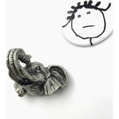 LCH Nordic Style Elephant Head Elephant Deer Creative Matte Silver Knob Vintage Lead-Zinc Alloy Cabinet Handle